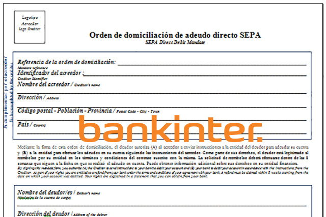 Documento SEPA Bankinter